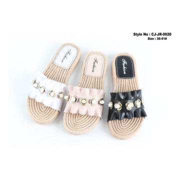 Superstarer 2020 New Design Women Slide Cork Sole Shoes New Release Summer Flat Beaded Slippers